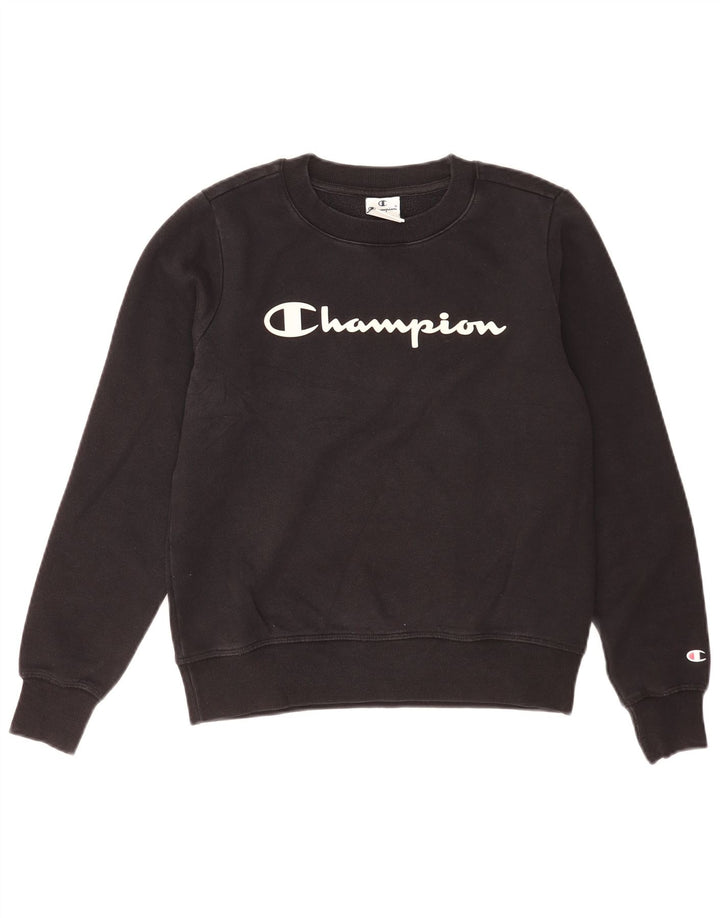 Champion Womens Graphic Oversized Sweatshirt Jumper UK 10 Small Black