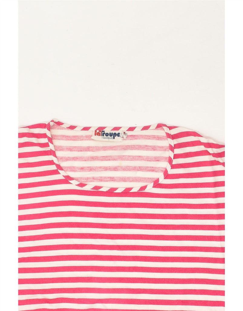 VINTAGE Womens T-Shirt Top IT 46 Large Pink Striped | Vintage Vintage | Thrift | Second-Hand Vintage | Used Clothing | Messina Hembry 