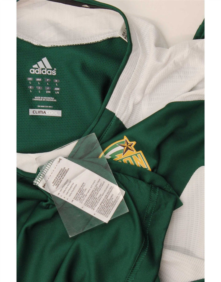 Adidas Mens Mason T-Shirt Top Large Green Colourblock Polyester