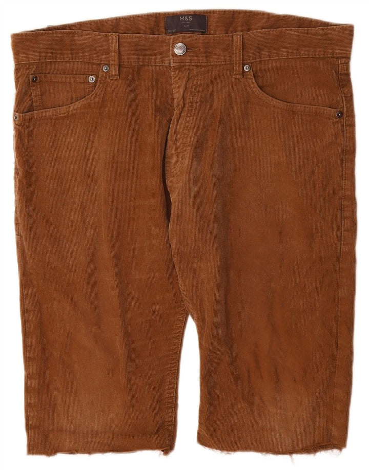 Marks & Spencer Mens Slim Corduroy Shorts W36 Large Brown
