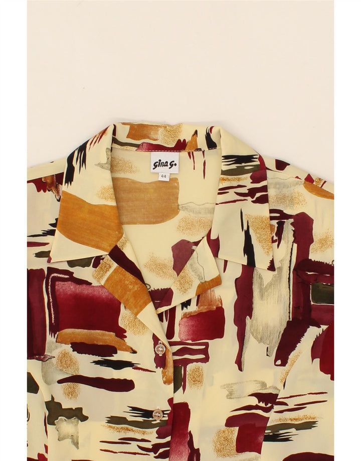 VINTAGE Womens Abstract Pattern Shirt Blouse IT 44 Medium Beige Polyester Vintage Vintage and Second-Hand Vintage from Messina Hembry 