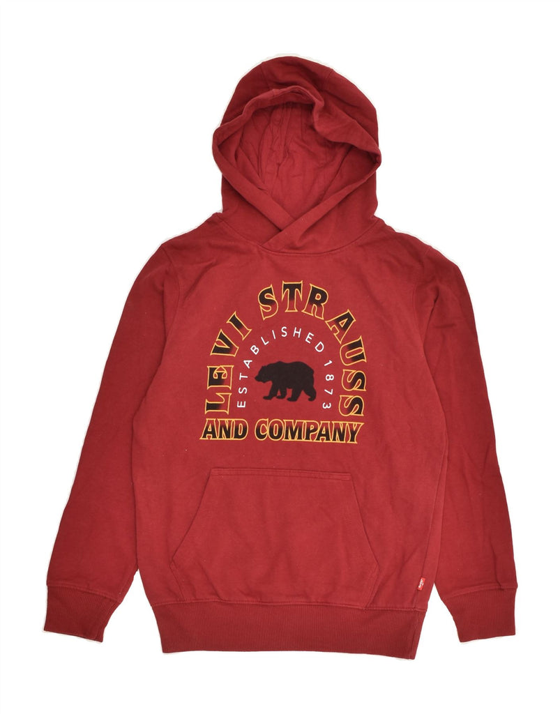 LEVI'S Girls Graphic Hoodie Jumper 10-11 Years Medium Red Cotton | Vintage Levi's | Thrift | Second-Hand Levi's | Used Clothing | Messina Hembry 