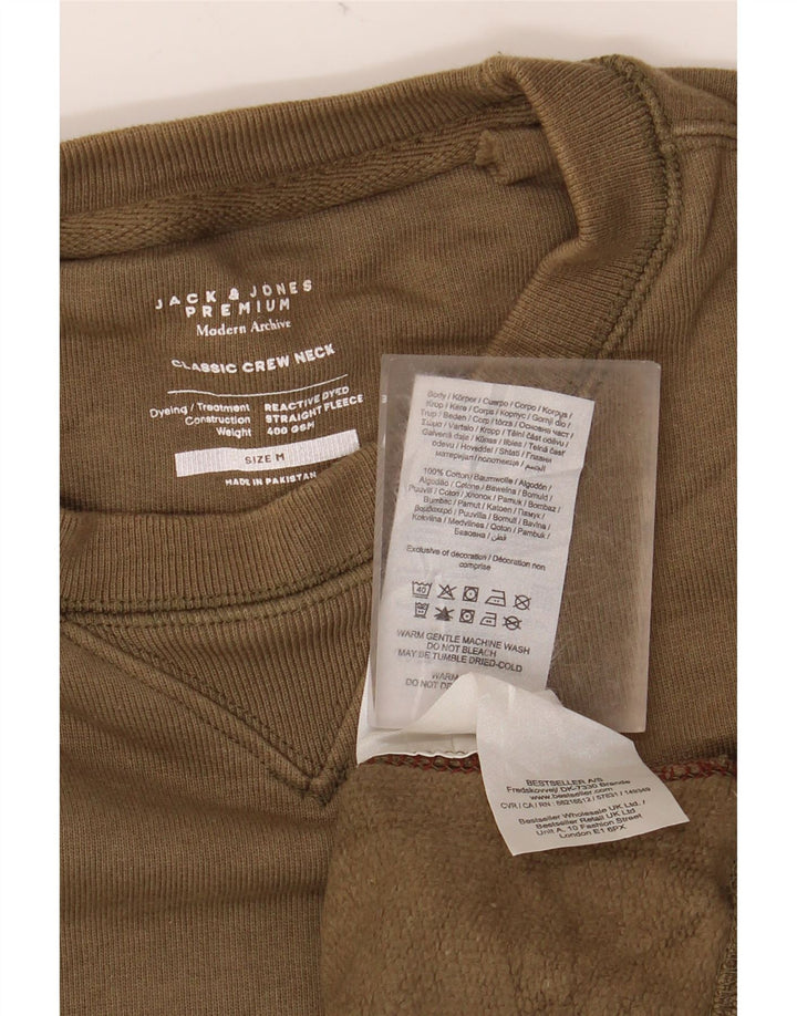 JACK & JONES Mens Sweatshirt Jumper Medium Khaki Cotton