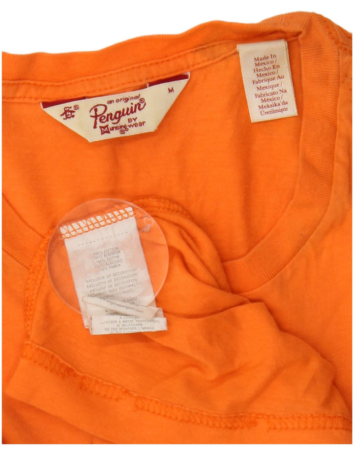 Penguin Mens Graphic T-Shirt Top Medium Orange Cotton
