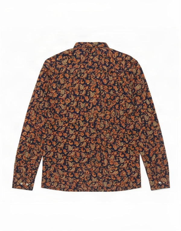 Vintage Mens Shirt Medium Navy Blue Paisley