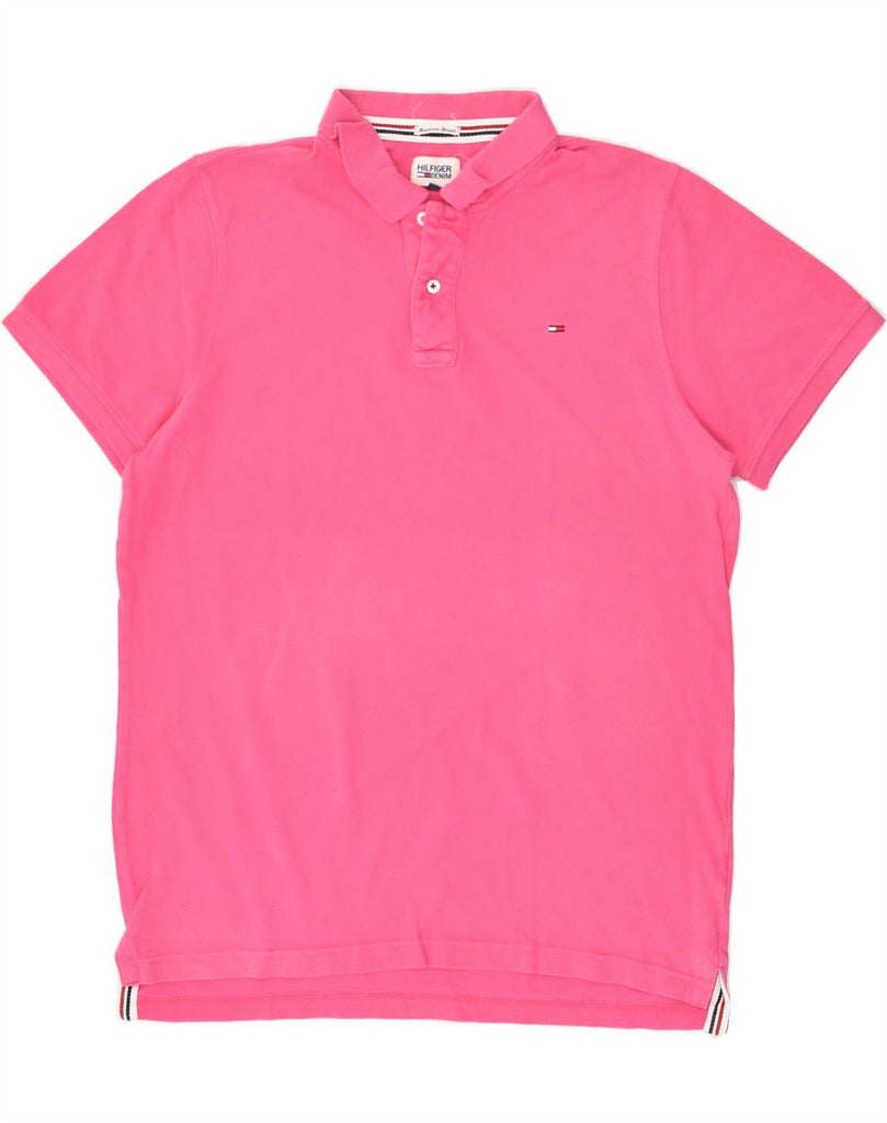 TOMMY HILFIGER Mens Slim Polo Shirt 2XL Pink Cotton | Vintage Tommy Hilfiger | Thrift | Second-Hand Tommy Hilfiger | Used Clothing | Messina Hembry 