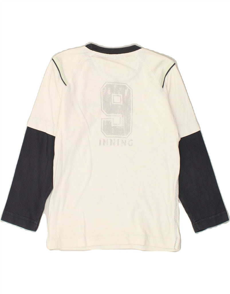 CHAMPION Boys Graphic Top Long Sleeve 7-8 Years Small  White Colourblock | Vintage Champion | Thrift | Second-Hand Champion | Used Clothing | Messina Hembry 