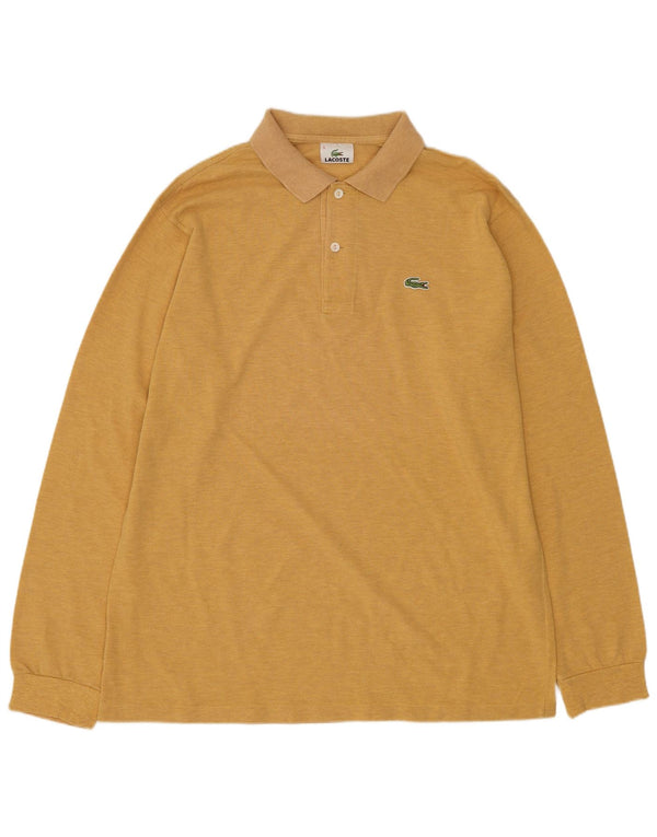 Lacoste Mens Long Sleeve Polo Shirt Size 5 Large Yellow Cotton