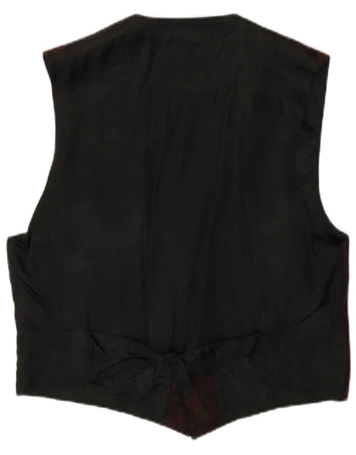 Vintage Mens Waistcoat IT 50 Medium Brown Ikat Polyester