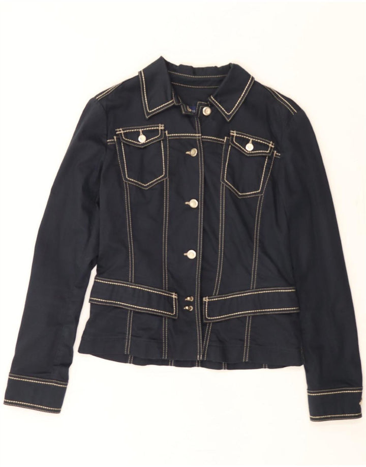 TRUSSARDI Womens Utility Jacket IT 44 Medium Navy Blue Cotton Vintage Trussardi and Second-Hand Trussardi from Messina Hembry 