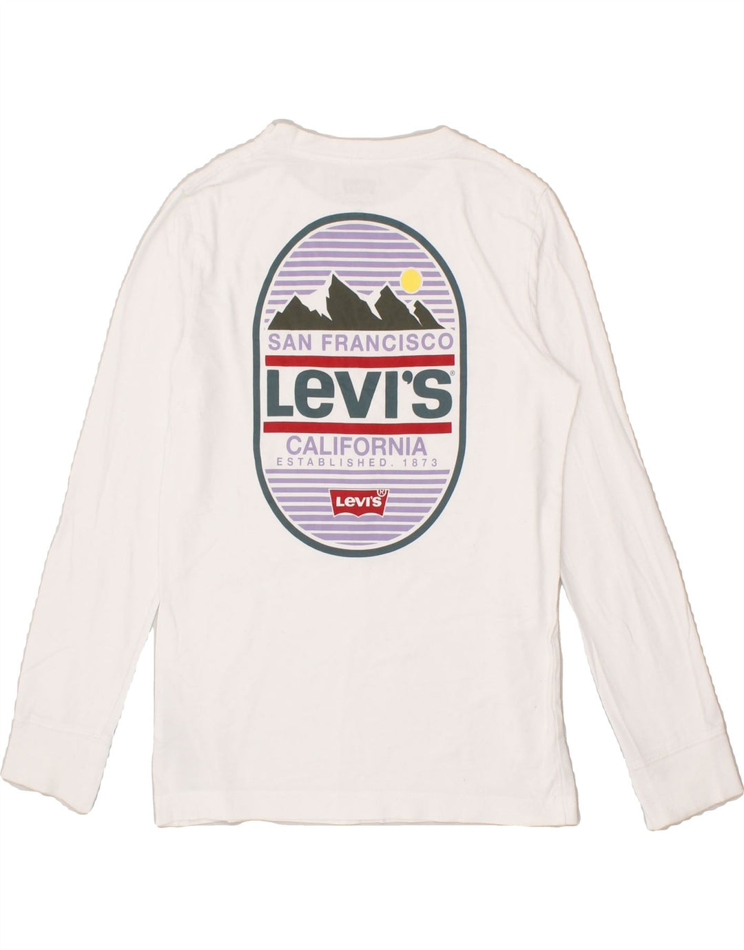 LEVI'S Boys Graphic Top Long Sleeve 11-12 Years White Cotton Vintage Levi's and Second-Hand Levi's from Messina Hembry 