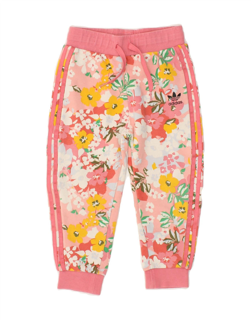 ADIDAS Girls Graphic Tracksuit Trousers Joggers 3-4 Years Pink Floral | Vintage Adidas | Thrift | Second-Hand Adidas | Used Clothing | Messina Hembry 