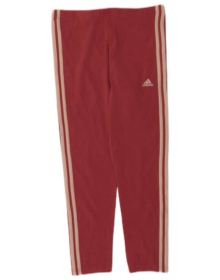 Adidas Womens Leggings UK 12/14 Medium Red Colourblock Cotton
