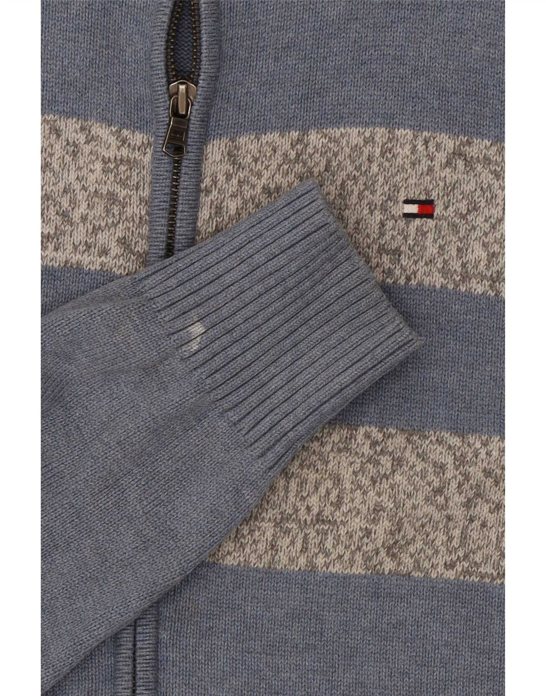 Tommy Hilfiger Mens Cardigan Sweater Medium Blue Colourblock Cotton