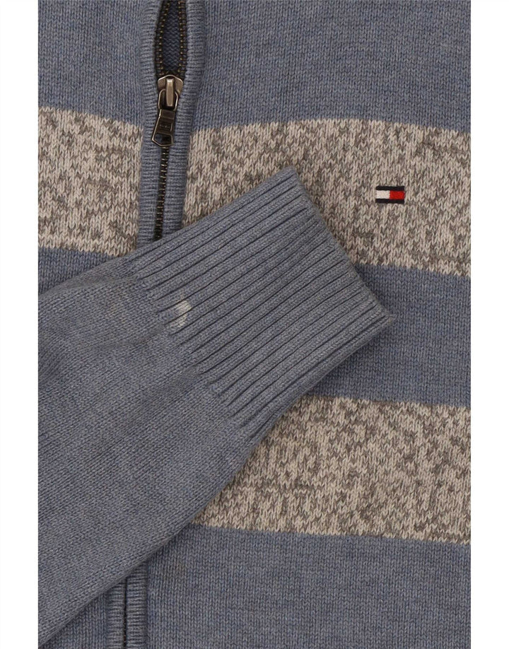 Tommy Hilfiger Mens Cardigan Sweater Medium Blue Colourblock Cotton