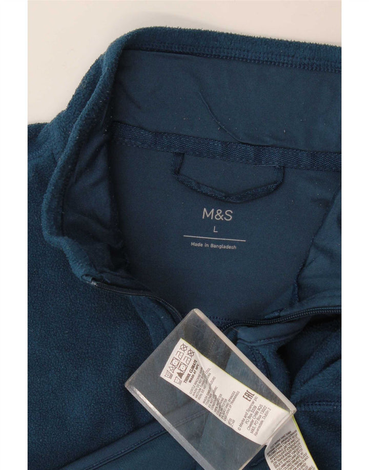 Marks & Spencer Mens Fleece Jacket UK 40 Large Navy Blue Polyester