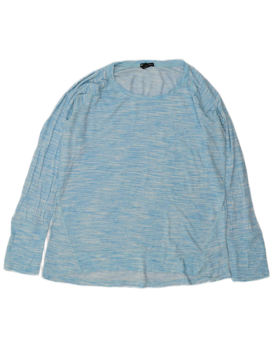 Champion Womens Top Long Sleeve UK 18 XL Blue Flecked Rayon