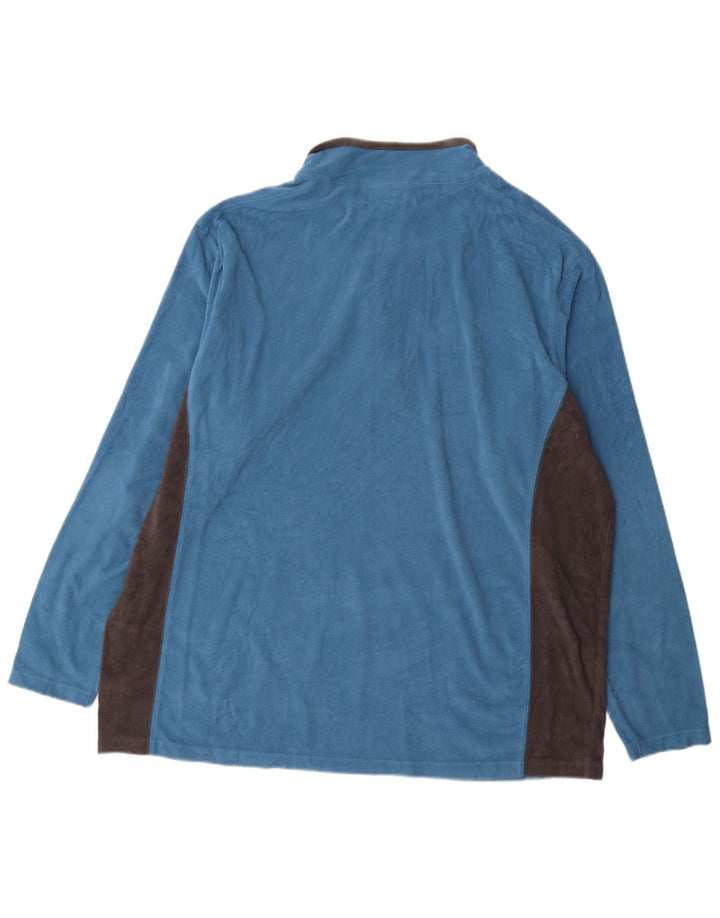 COLUMBIA Mens Zip Neck Fleece Jumper 2XL Blue Colourblock Polyester