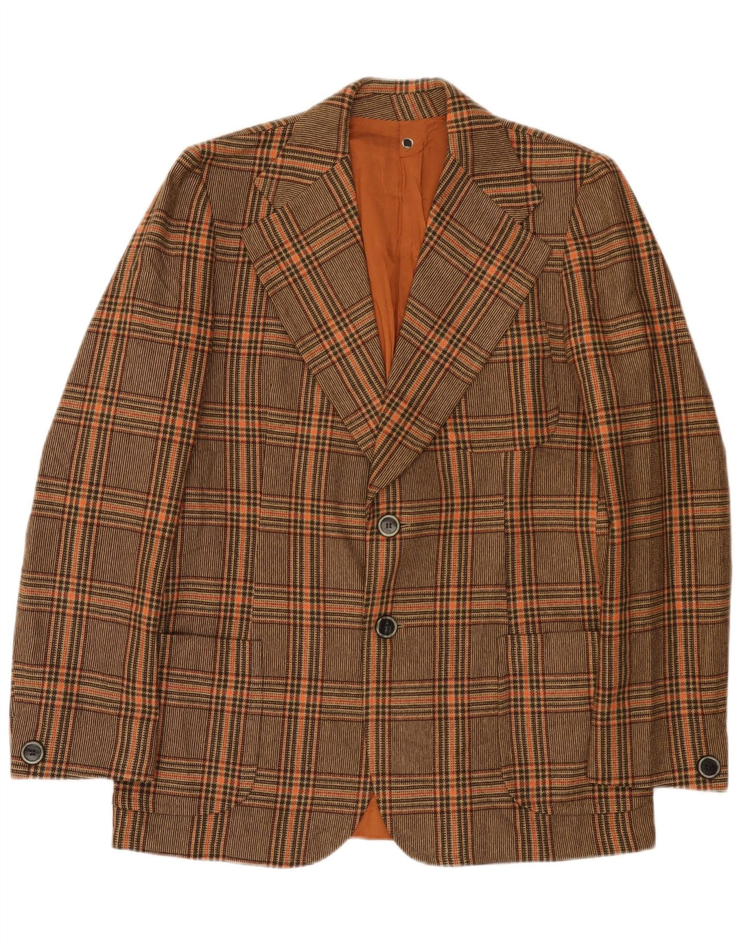 Vintage Mens 2 Button Blazer Jacket UK 36 Small Brown Check