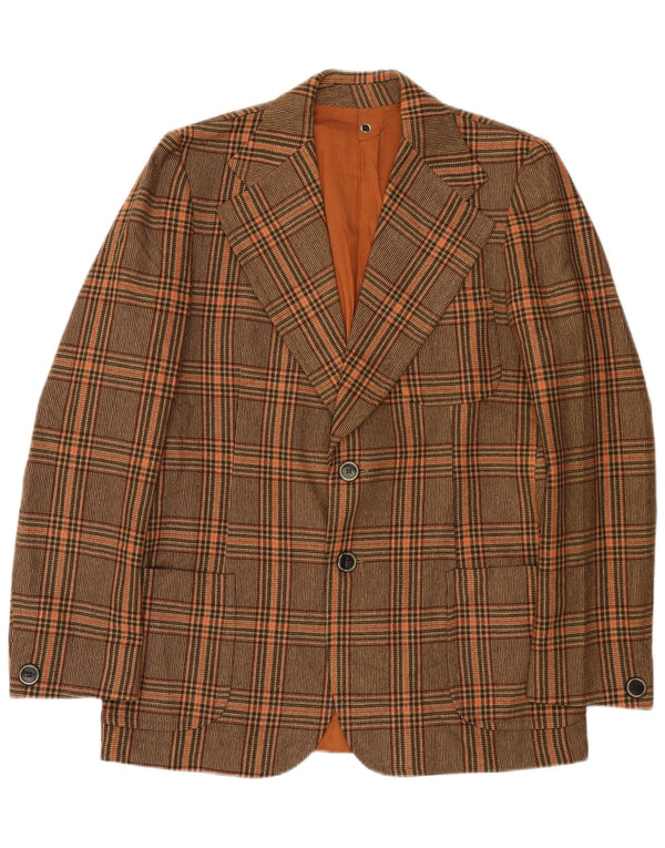 Vintage Mens 2 Button Blazer Jacket UK 36 Small Brown Check