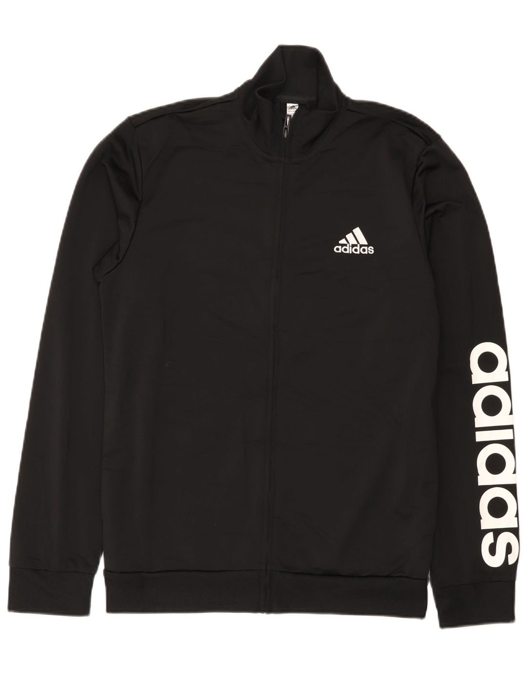 Adidas Mens Graphic Tracksuit Top Jacket UK 38/40 Medium Black Polyester