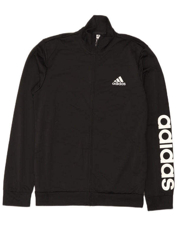 Adidas Mens Graphic Tracksuit Top Jacket UK 38/40 Medium Black Polyester