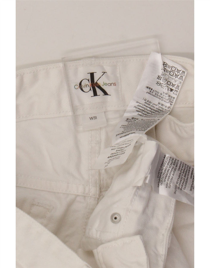 CALVIN KLEIN Mens Graphic Denim Shorts W31 Medium White Cotton