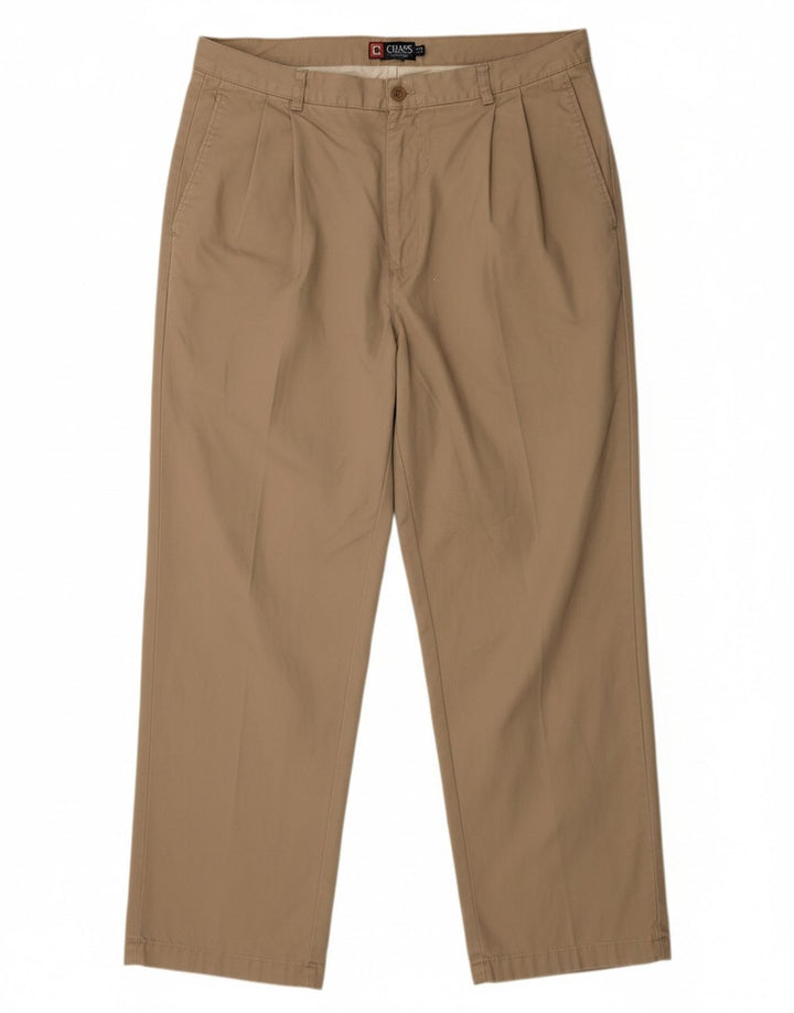 CHAPS Mens Straight Chino Trousers W40 L32 Beige Cotton Classic