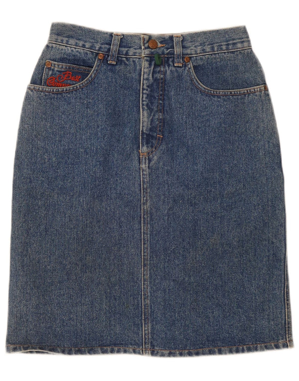 Best Company Womens Denim Skirt W30 Medium Blue Floral Cotton