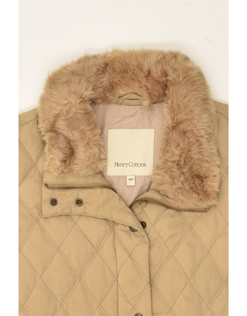 HENRY COTTONS Womens Quilted Jacket IT 46 Large Beige | Vintage Henry Cottons | Thrift | Second-Hand Henry Cottons | Used Clothing | Messina Hembry 