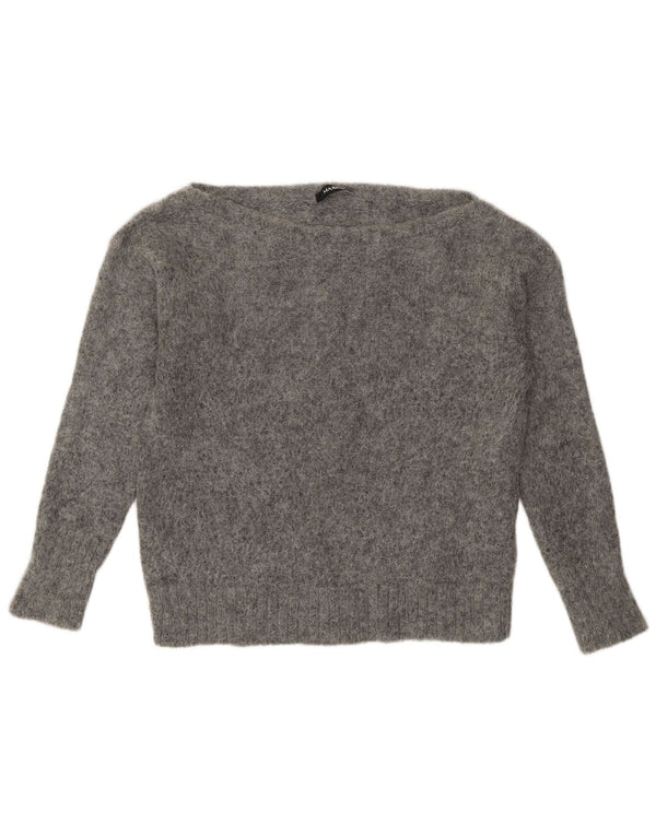 Max & Co. Girls Crop Boat Neck Jumper Sweater 13-14 Years Large Grey Mohair