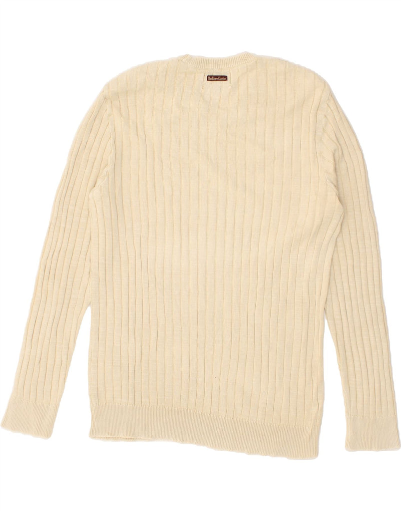 MARLBORO CLASSICS Womens V-Neck Jumper Sweater UK 18 XL Beige Cotton Vintage Marlboro Classics and Second-Hand Marlboro Classics from Messina Hembry 