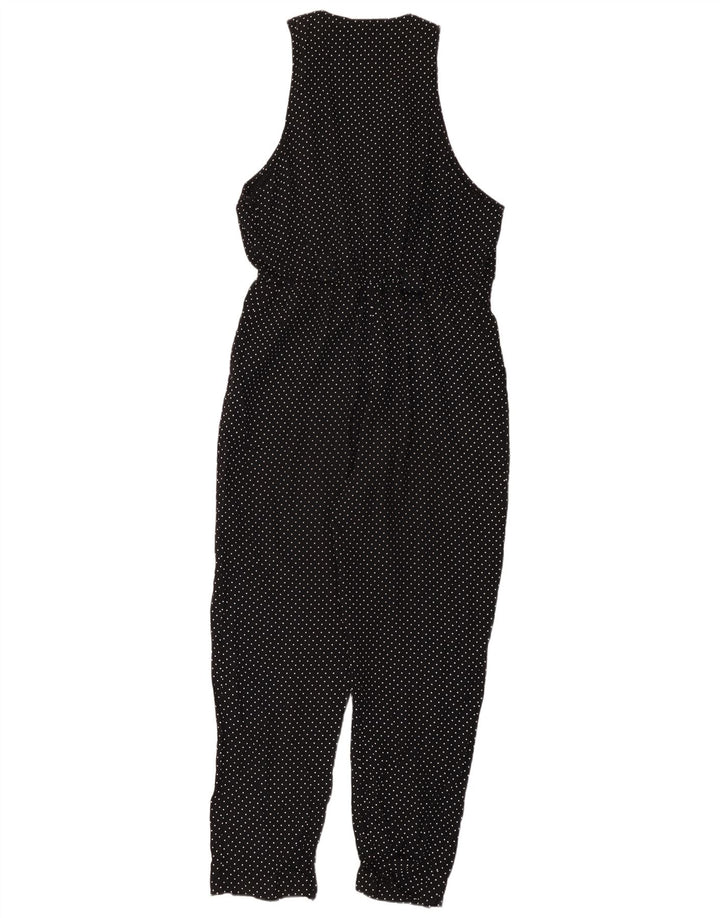 Vintage Womens Sleeveless Jumpsuit UK 12 Medium  Black Polka Dot Acetate
