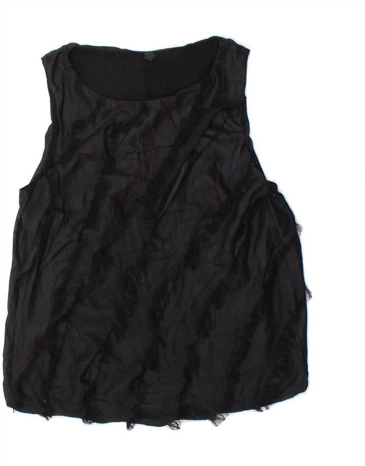 BENETTON Womens Sleeveless Blouse Top UK 14 Medium Black Vintage Benetton and Second-Hand Benetton from Messina Hembry 