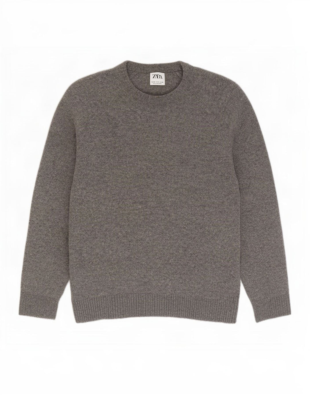 Zara Mens Boat Neck Jumper Sweater Small Grey Wool
