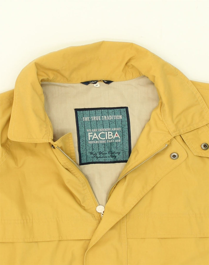 FACIBA Mens Hooded Windbreaker Jacket IT 48 Medium  Yellow Polyester | Vintage Faciba | Thrift | Second-Hand Faciba | Used Clothing | Messina Hembry 