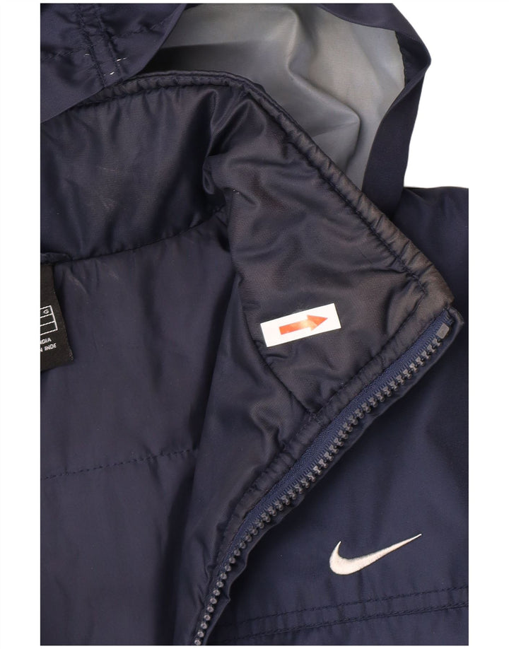 Nike Boys Graphic Hooded Windbreaker Jacket 12-13 Years Large Navy Blue