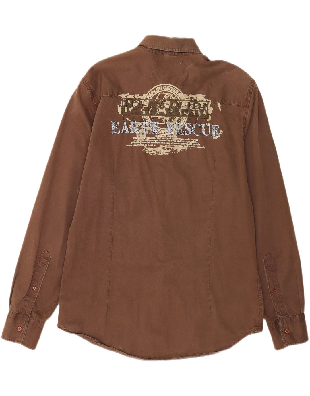 Napapijri Mens Graphic Shirt XL Brown Cotton
