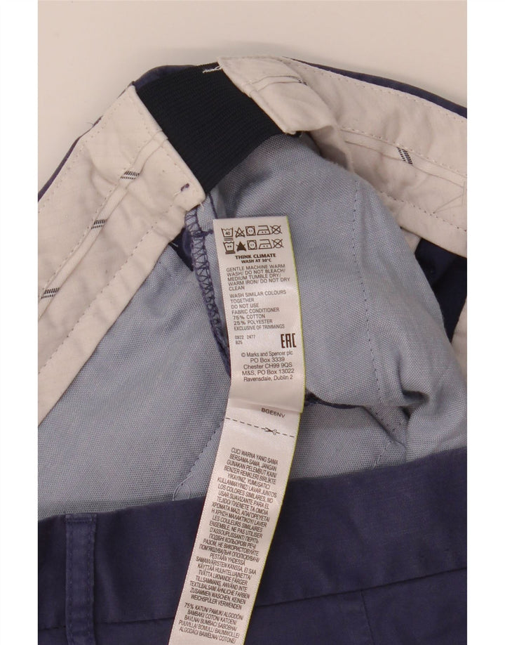 Marks & Spencer Mens Chino Shorts W34 Large Navy Blue Cotton