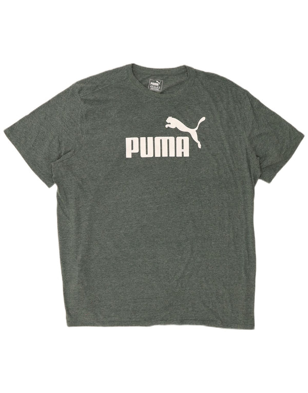 PUMA Mens Graphic T-Shirt Top 3XL Green Flecked