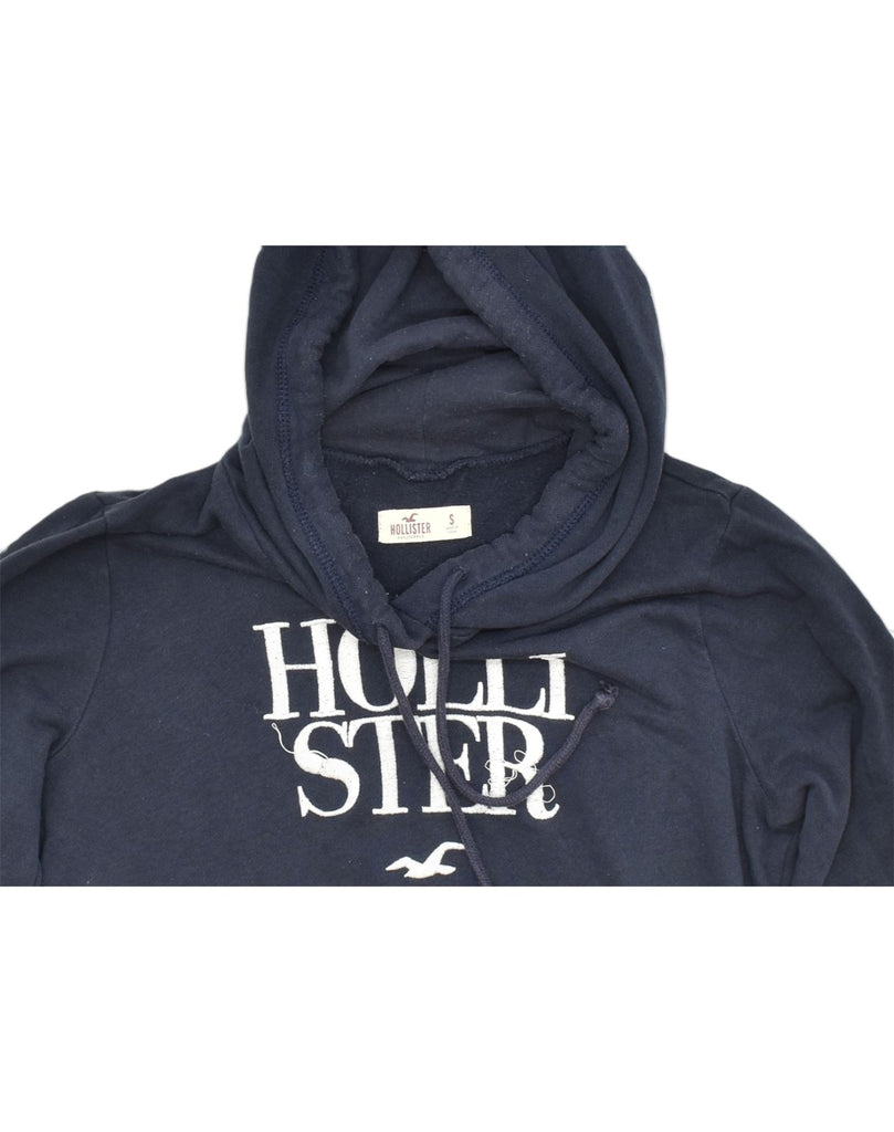 HOLLISTER Womens Oversized Graphic Hoodie Jumper UK 10 Small Navy Blue | Vintage | Thrift | Second-Hand | Used Clothing | Messina Hembry 