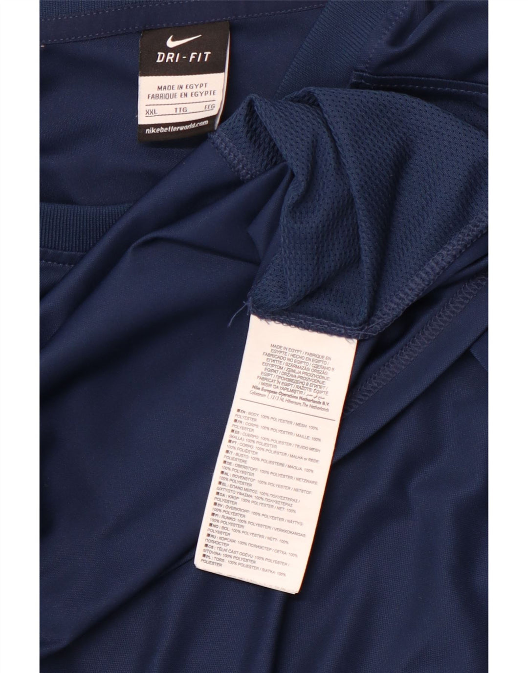 NIKE Mens Dri Fit Graphic T-Shirt Top 2XL Navy Blue Polyester