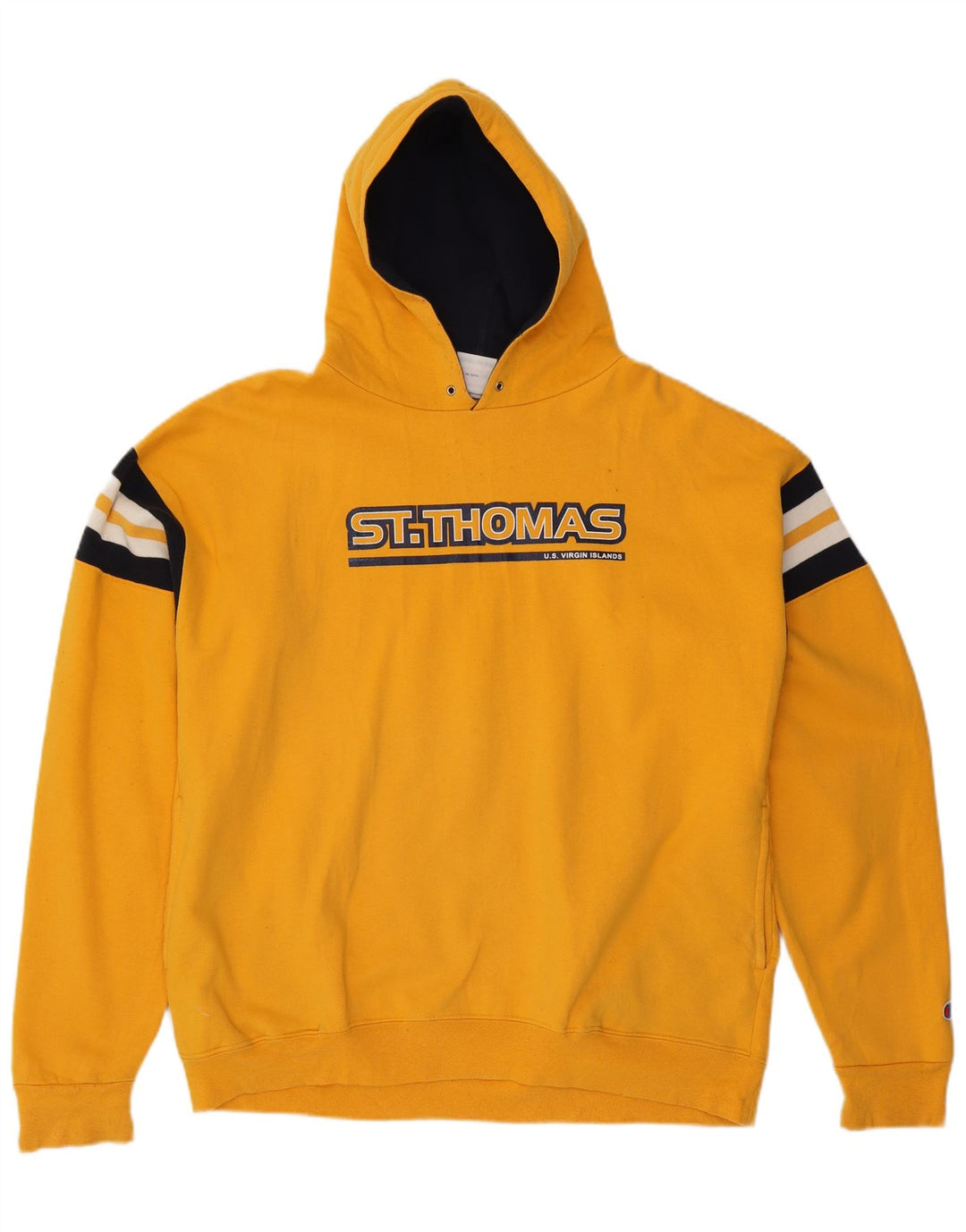 Champion Mens Graphic Hoodie Jumper XL Yellow Colourblock