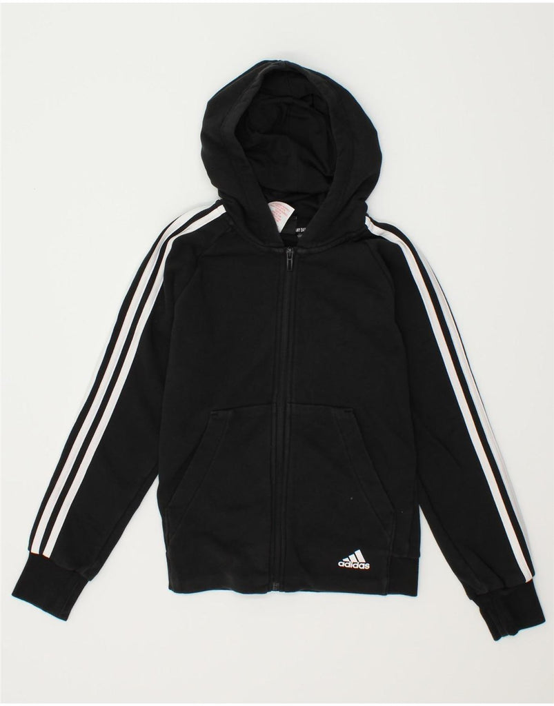 ADIDAS Boys Zip Hoodie Sweater 11-12 Years Black Cotton | Vintage Adidas | Thrift | Second-Hand Adidas | Used Clothing | Messina Hembry 