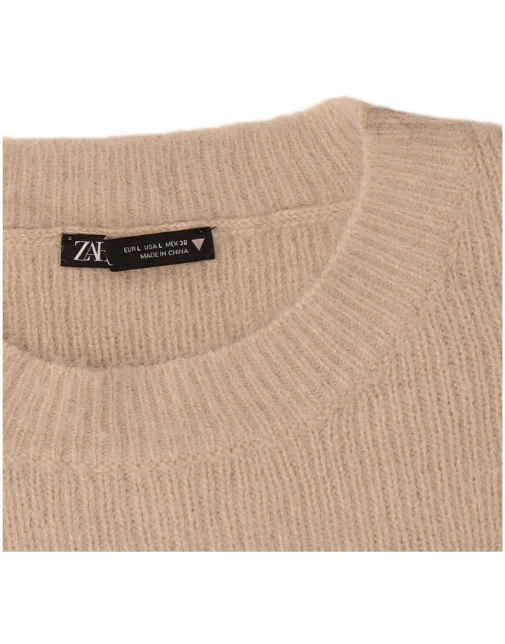 Zara Womens Crop Vest Tank Top UK 16 Large Beige