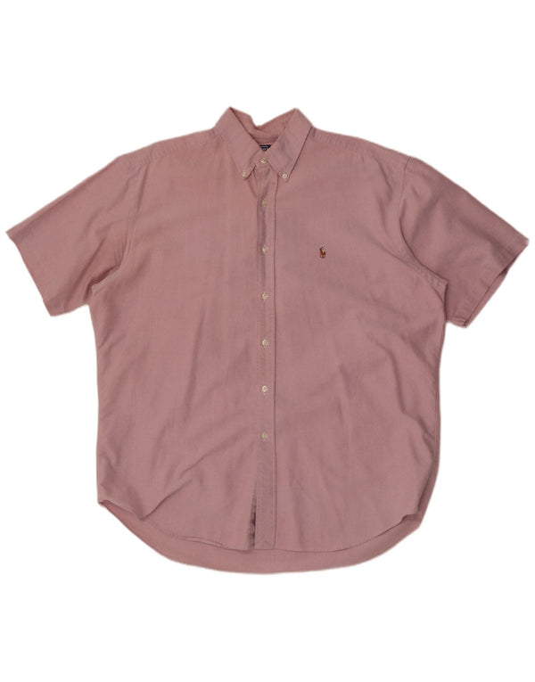 Polo Ralph Lauren Mens Blake Short Sleeve Loose Fit Shirt Large Pink Cotton