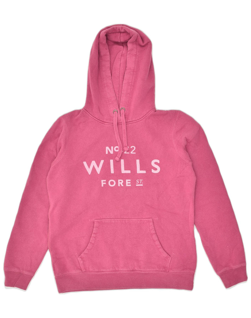 JACK WILLS Womens Graphic Hoodie Jumper UK 12 Medium Pink Cotton | Vintage Jack Wills | Thrift | Second-Hand Jack Wills | Used Clothing | Messina Hembry 