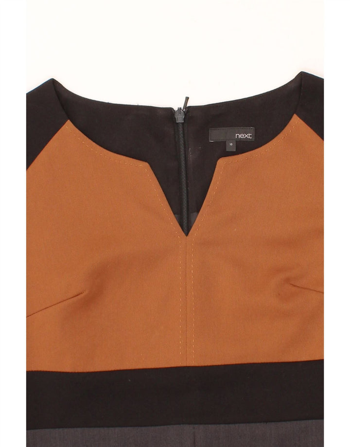 NEXT Womens 3/4 Sleeve A-Line Dress UK 10 Small  Grey Colourblock Vintage Next and Second-Hand Next from Messina Hembry 