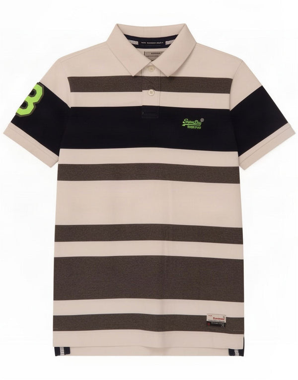 Superdry Mens Graphic Polo Shirt Medium Multicoloured Striped Cotton