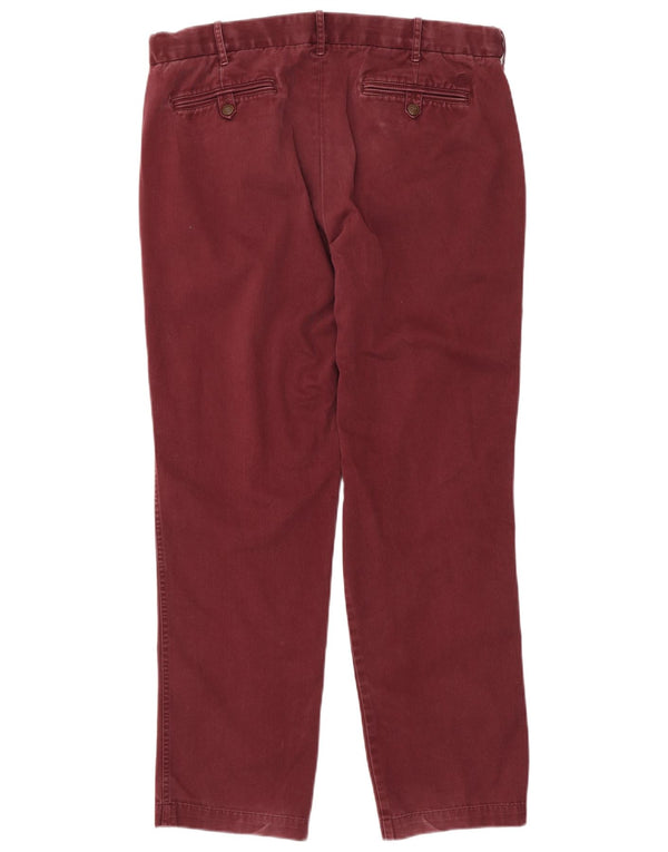 Marks & Spencer Mens Blue Harbour Straight Chino Trousers W36 L31 Burgundy